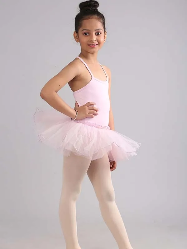 Girls Criss Cross Strap Back Ballet Dance Tutu Dress Light Pink Skirted Leotard