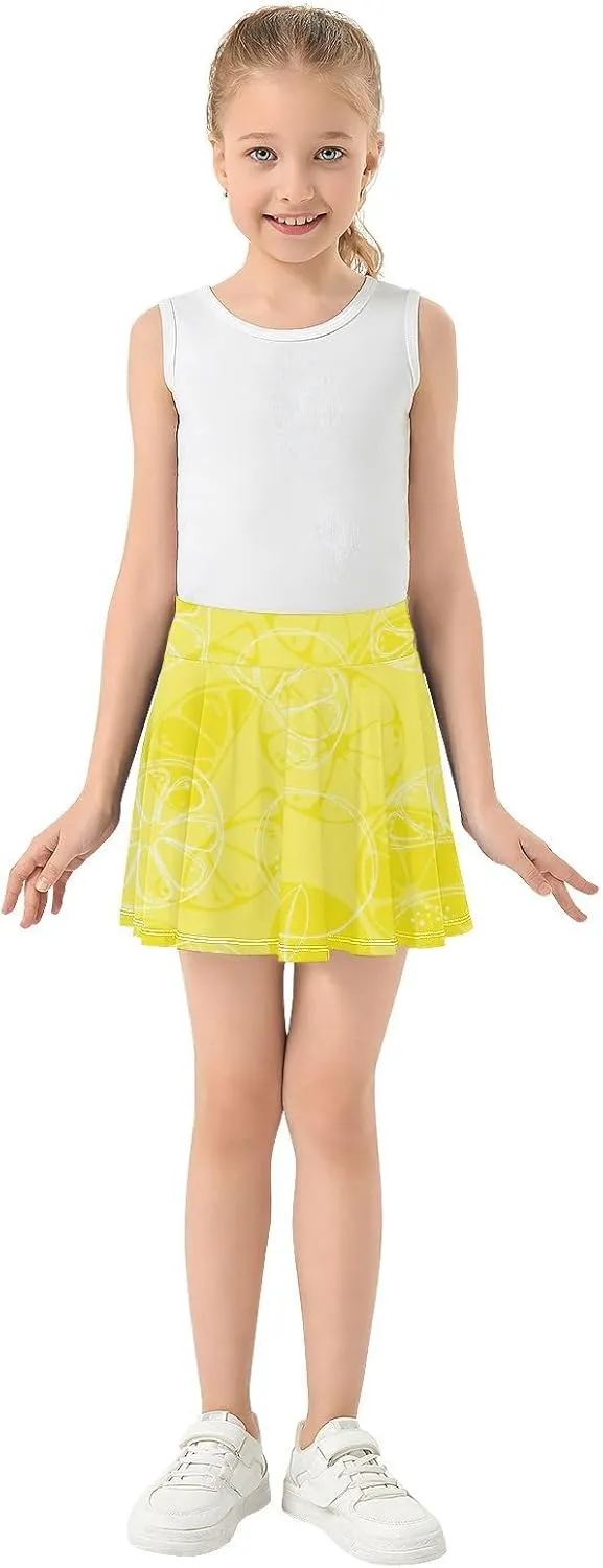 Girls Skorts Active Athletic Skirts with Inner Built-in Shorts for Golf Tennis 3-12T Bright Light Yellow Lemon