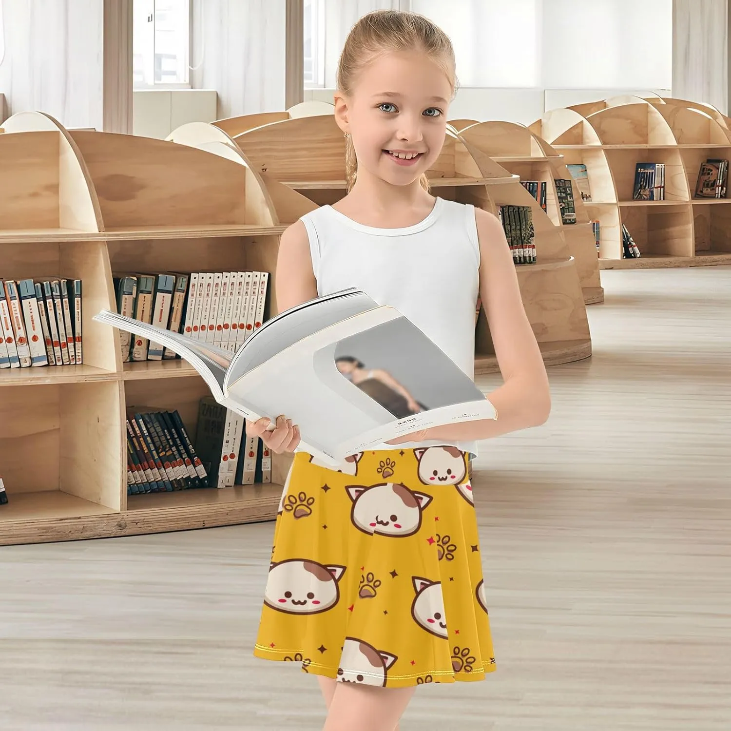 Girls Skorts Active Athletic Skirts with Inner Built-in Shorts for Golf Tennis 3-12T Bright Light Yellow Lemon