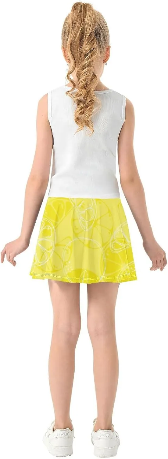 Girls Skorts Active Athletic Skirts with Inner Built-in Shorts for Golf Tennis 3-12T Bright Light Yellow Lemon