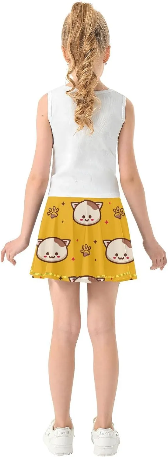 Girls Skorts Active Athletic Skirts with Inner Built-in Shorts for Golf Tennis 3-12T Bright Light Yellow Lemon