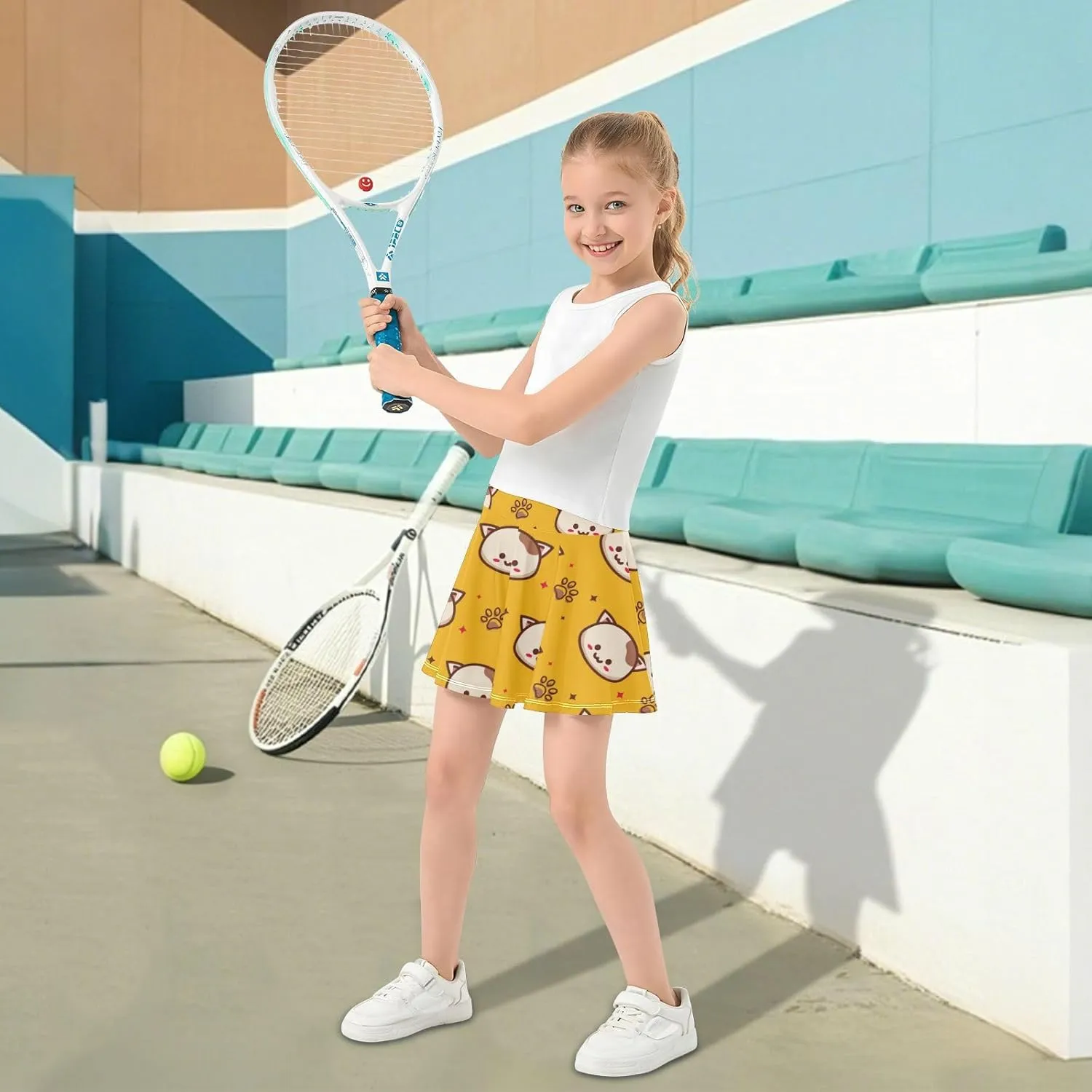 Girls Skorts Active Athletic Skirts with Inner Built-in Shorts for Golf Tennis 3-12T Bright Light Yellow Lemon