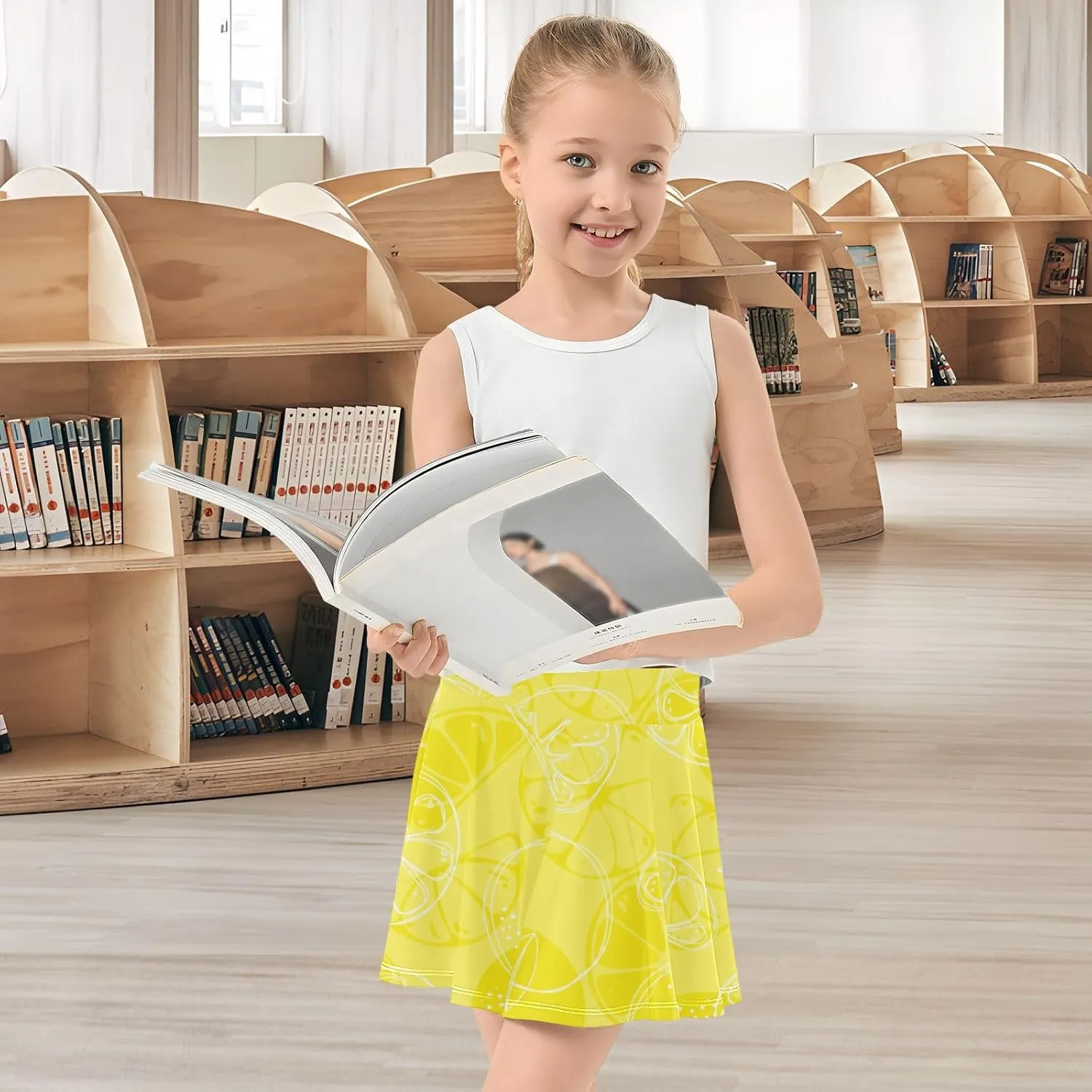 Girls Skorts Active Athletic Skirts with Inner Built-in Shorts for Golf Tennis 3-12T Bright Light Yellow Lemon