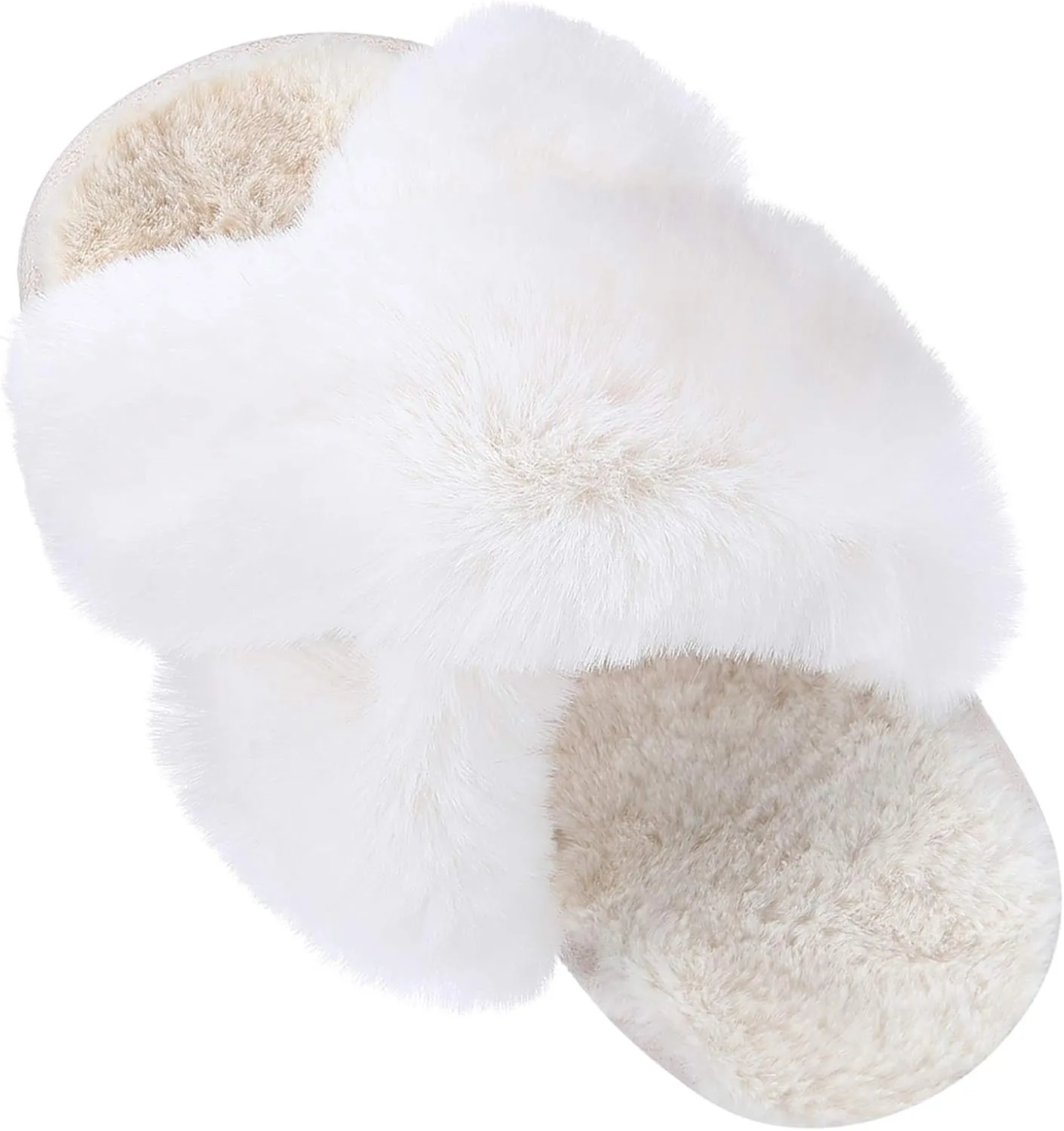 Girl's Soft Plush Lightweight House Slippers Non Slip Cross Band Slip on Open Toe Cozy Indoor Outdoor Slippers
