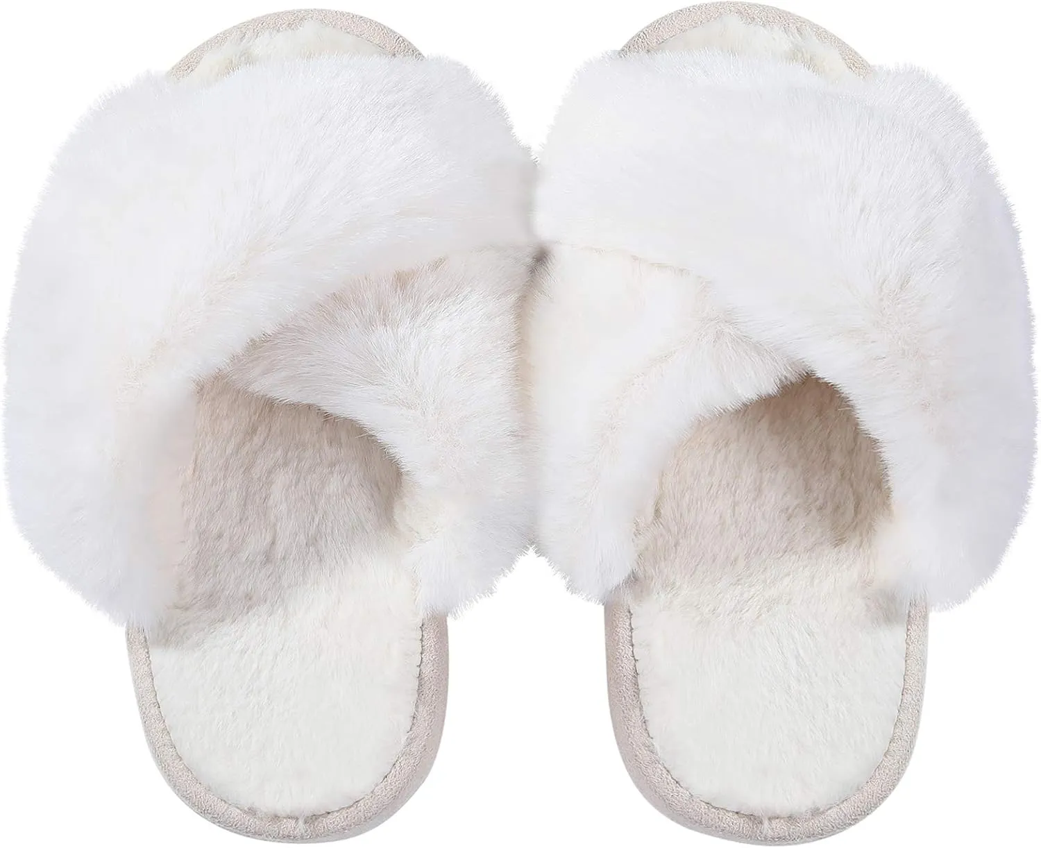 Girl's Soft Plush Lightweight House Slippers Non Slip Cross Band Slip on Open Toe Cozy Indoor Outdoor Slippers
