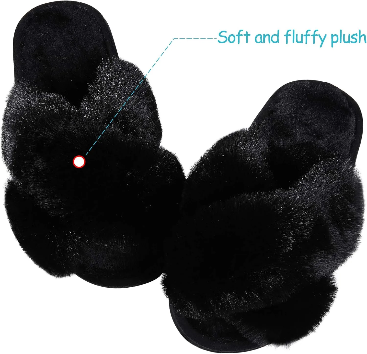 Girl's Soft Plush Lightweight House Slippers Non Slip Cross Band Slip on Open Toe Cozy Indoor Outdoor Slippers