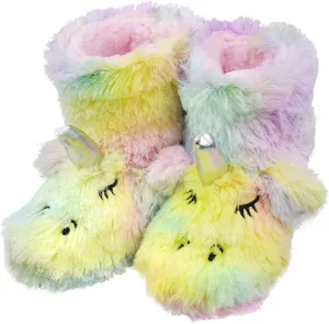 Girls/Kids Cute Unicorn Slippers with Warm Plush Fleece Indoor Outdoor Slip-on Booties