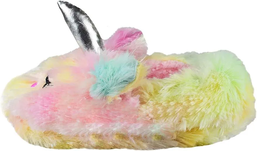 Girls/Kids Warm Unicorn Slippers with Fuzzy Plush Fleece House Slip-on Shoes