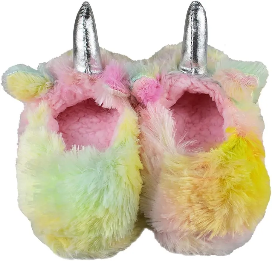 Girls/Kids Warm Unicorn Slippers with Fuzzy Plush Fleece House Slip-on Shoes