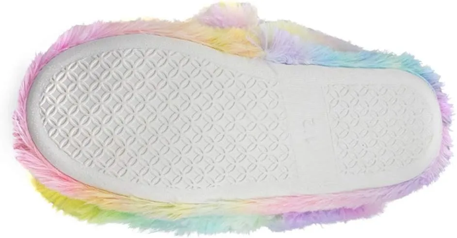 Girls/Kids Warm Unicorn Slippers with Fuzzy Plush Fleece House Slip-on Shoes