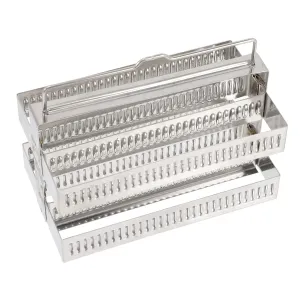 Glass Slides Rack Stainless Steel Staining Rack with Retainer Clips for Microscope Slides Holder with Railing Clamp for Positioning for Laboratory Use