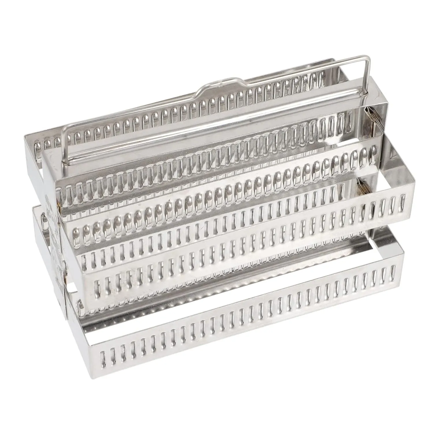 Glass Slides Rack Stainless Steel Staining Rack with Retainer Clips for Microscope Slides Holder with Railing Clamp for Positioning for Laboratory Use