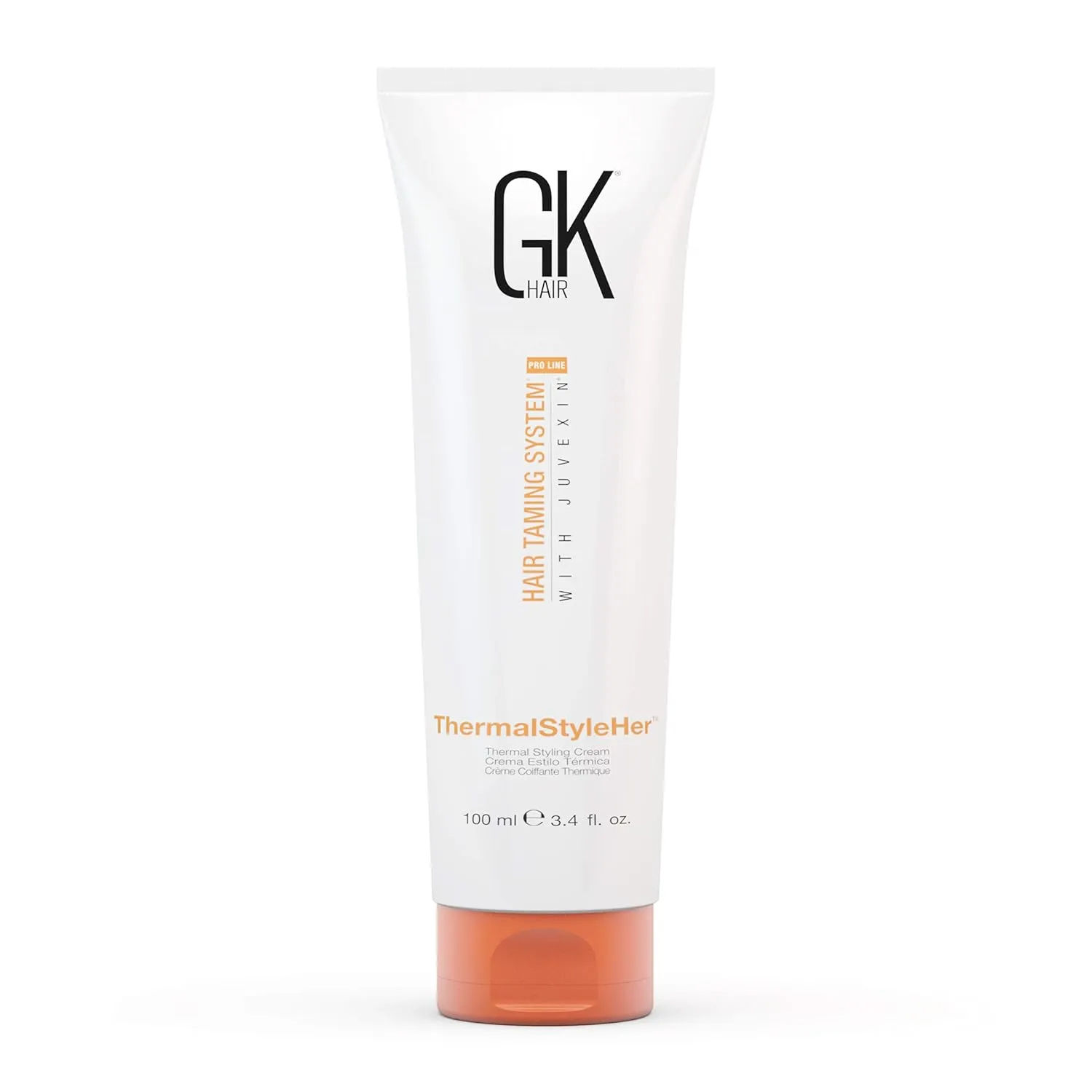 Global Keratin GKhair ThermalStyleHer - 100ml/3.4oz Heat Styling Protection Anti Frizz Hair Cream Thermal Flat Ironing Style Protector for Men & Women (100ml)