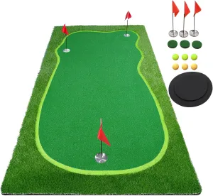 Golf Putting Green/Mat-Golf Training Mat- Professional Golf Practice Mat- Green Long Challenging Putter for Indoor/Outdoor