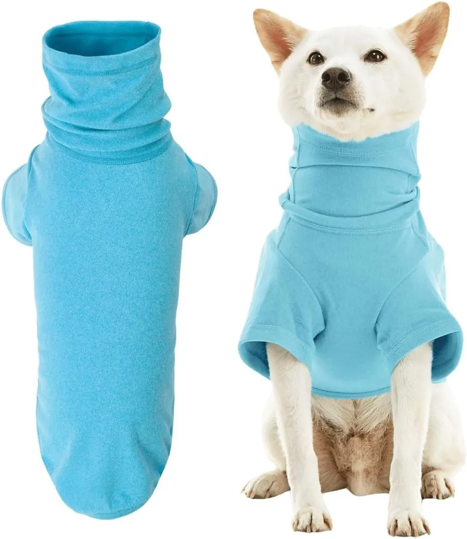Gooby Turtle Neck Microfiber Stretch Fleece - Peacock Blue, Small - Warm and Light Extra Layer for Small Dog and Medium Dog