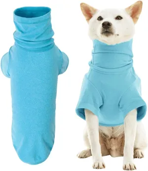 Gooby Turtle Neck Microfiber Stretch Fleece - Peacock Blue, Small - Warm and Light Extra Layer for Small Dog and Medium Dog