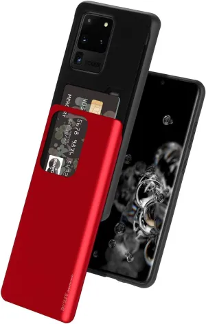 GOOSPERY Sky Slide for Samsung Galaxy S20 Ultra Case (2020) Dual Layer Bumper Cover with Card Holder Wallet (Red)