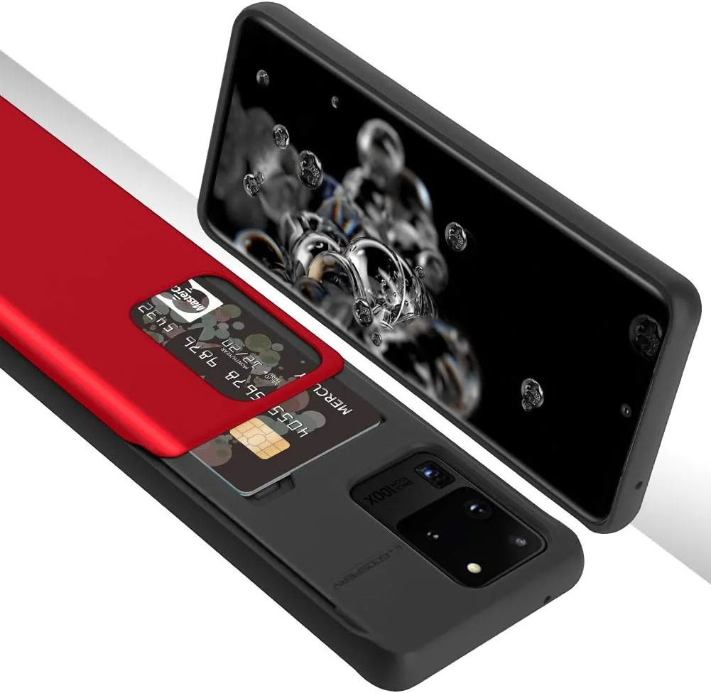 GOOSPERY Sky Slide for Samsung Galaxy S20 Ultra Case (2020) Dual Layer Bumper Cover with Card Holder Wallet (Red)