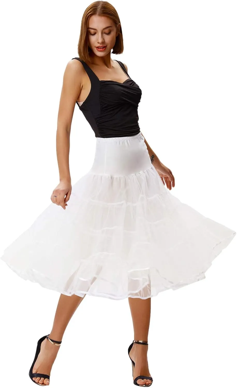 GRACE KARIN Women's 50s Vintage Petticoat Crinoline Tutu Underskirts Tea Length 30 inch Long