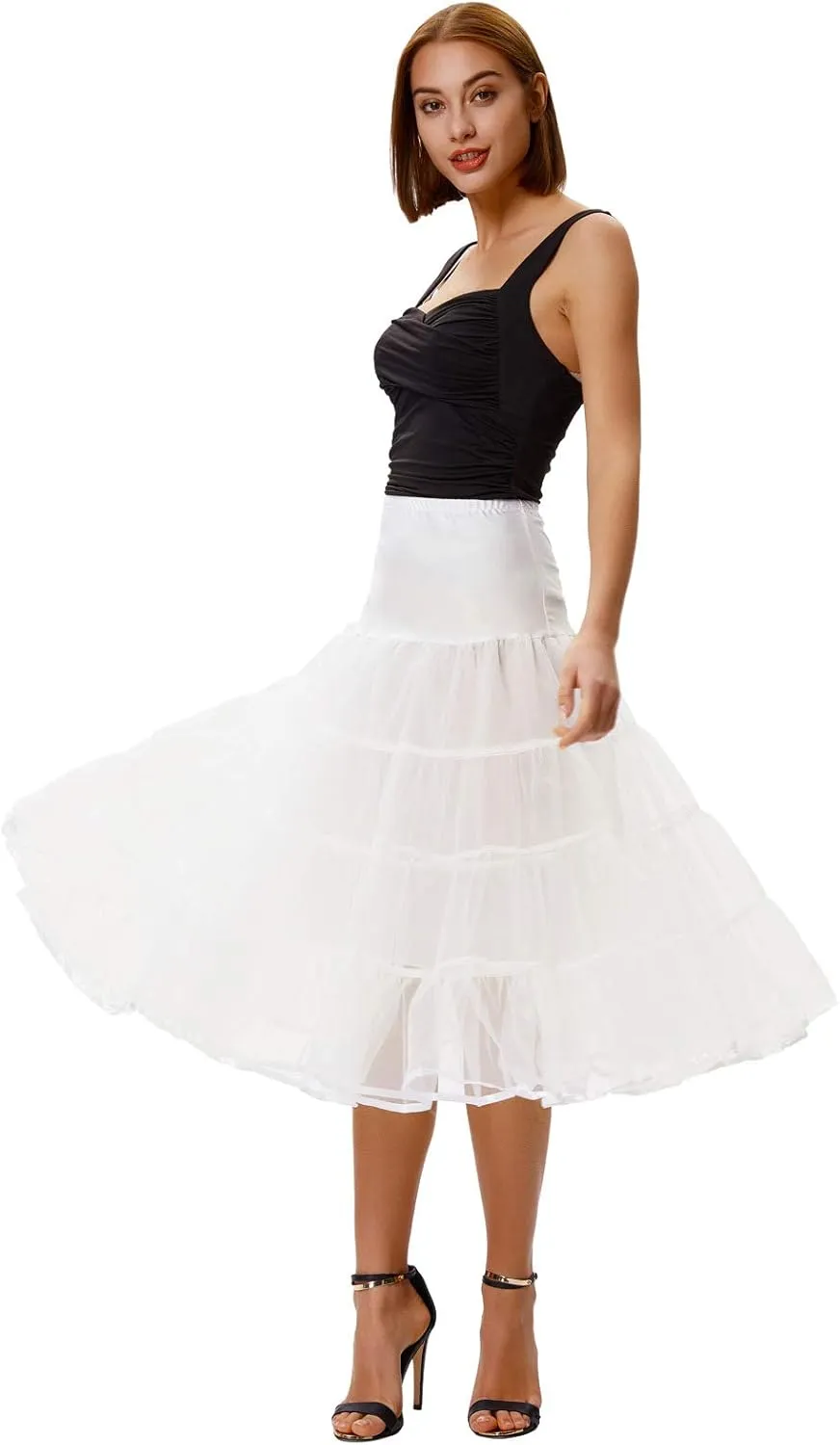 GRACE KARIN Women's 50s Vintage Petticoat Crinoline Tutu Underskirts Tea Length 30 inch Long