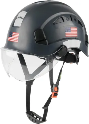 GREEN DEVIL Safety Helmet Hard Hat with Visor Chinstrap Adjustable Lightweight Vented ABS Work Helmet for Men and Women 6-Point Suspension ANSI Z89.1 Approved Ideal for Industrial & Construction