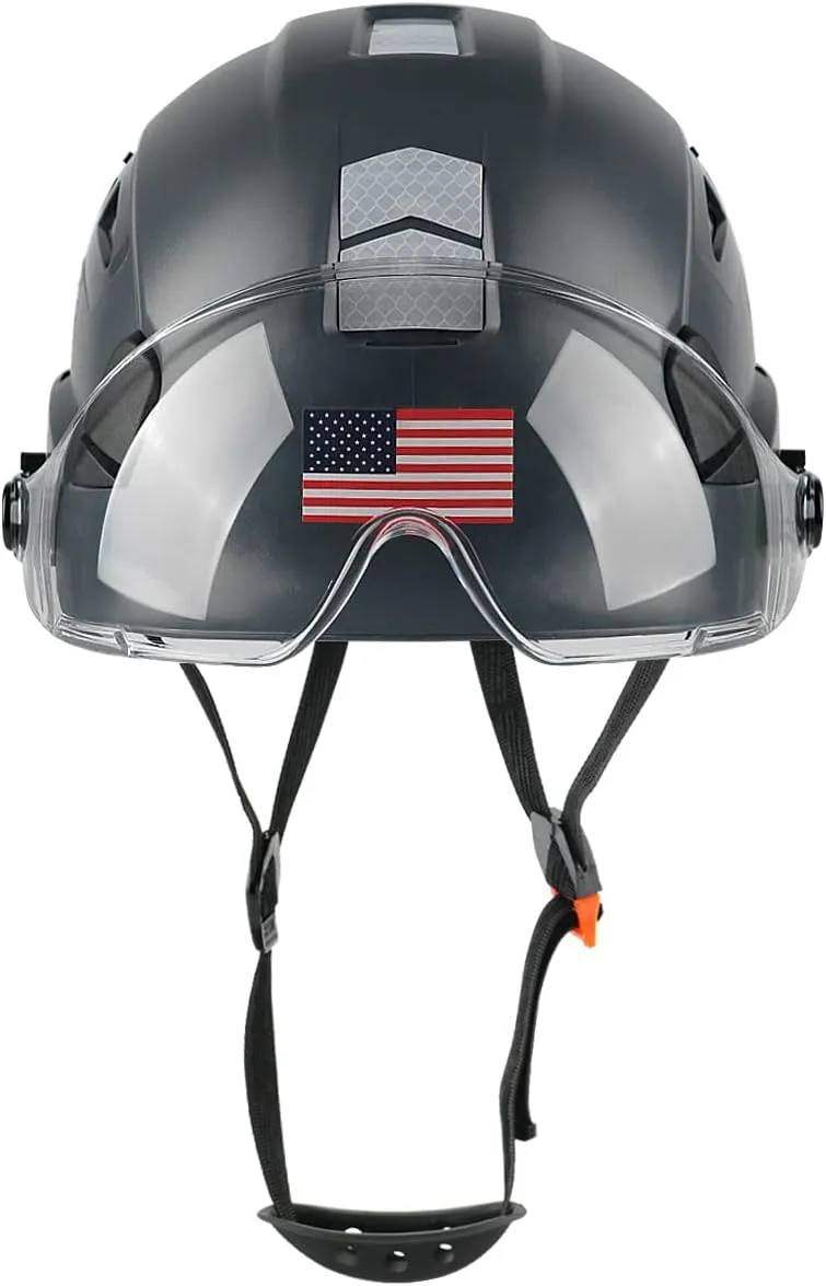 GREEN DEVIL Safety Helmet Hard Hat with Visor Chinstrap Adjustable Lightweight Vented ABS Work Helmet for Men and Women 6-Point Suspension ANSI Z89.1 Approved Ideal for Industrial & Construction