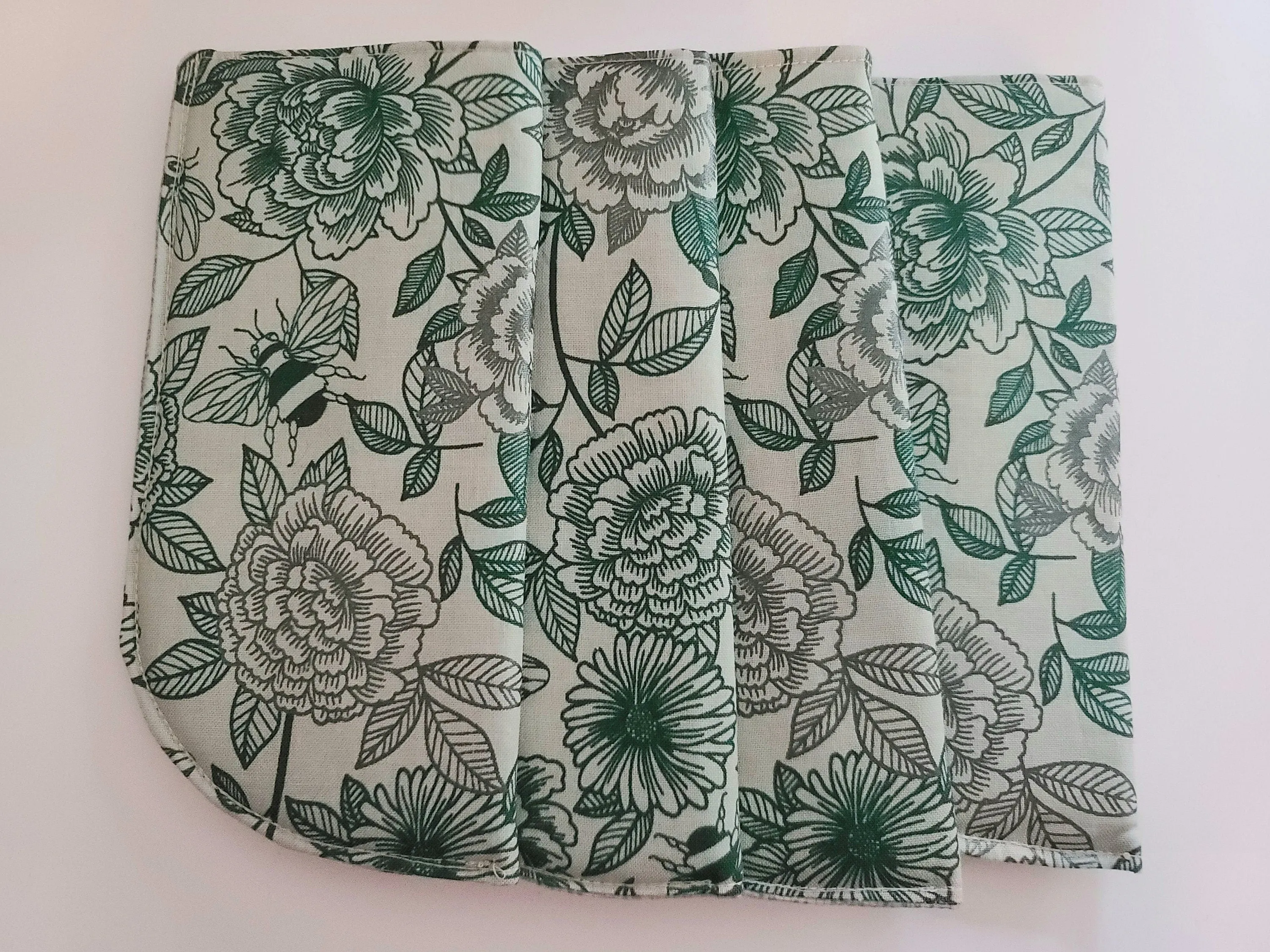 Green floral soft eyeglass soft case, sunglasses case, readers case