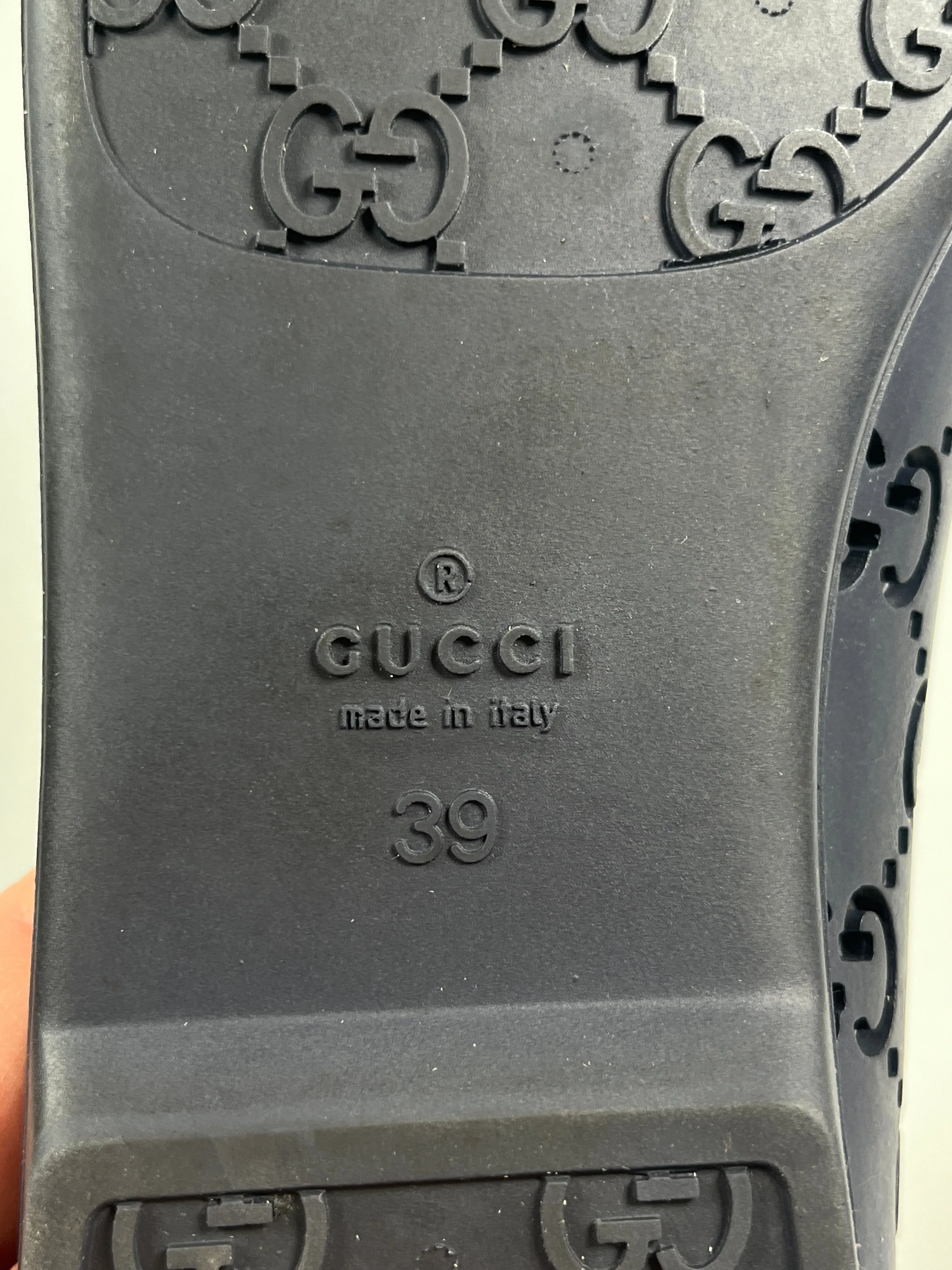 GUCCI - NAVY BLUE GG RUBBER BALLET FLATS - SZ 39