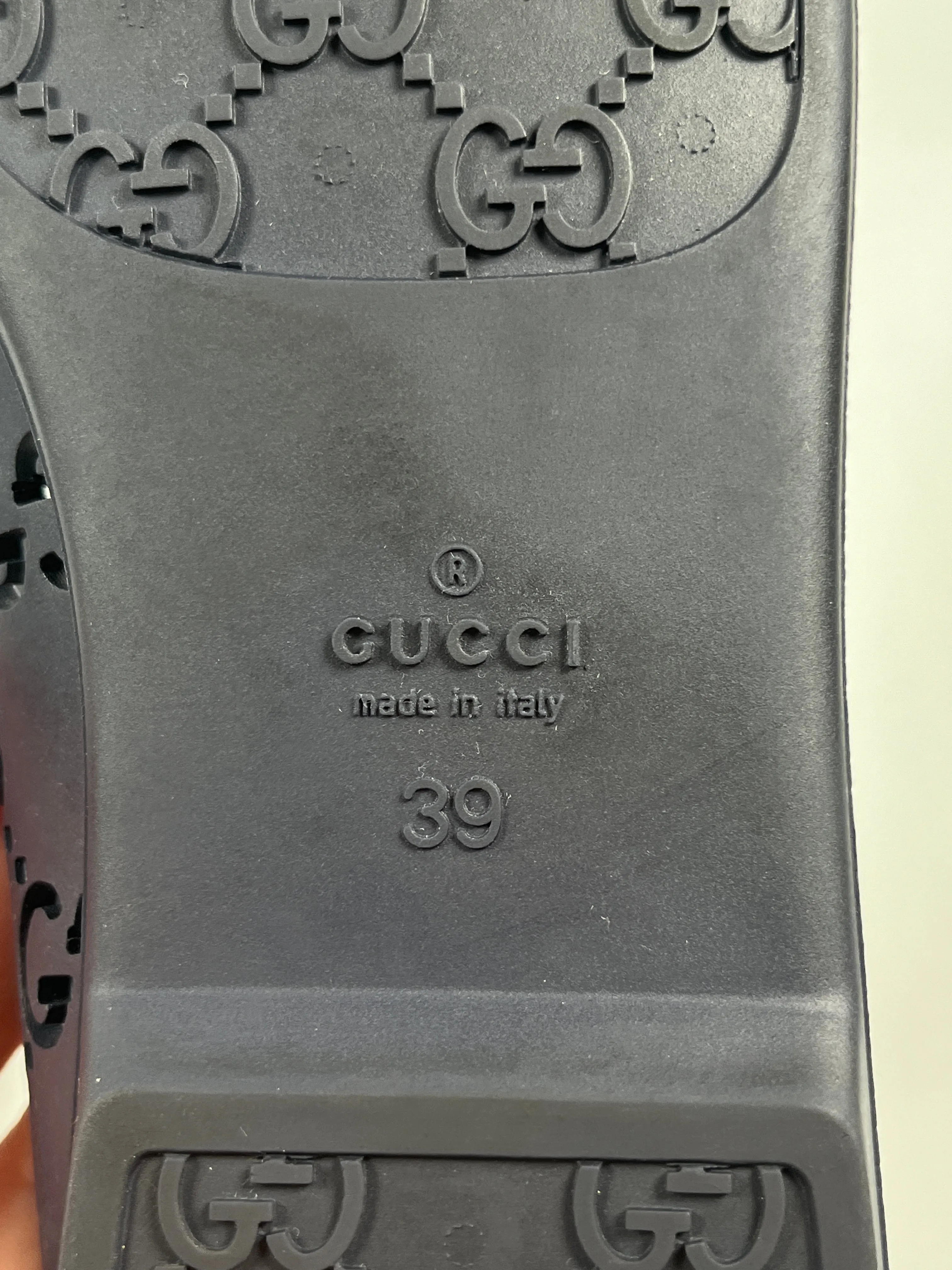 GUCCI - NAVY BLUE GG RUBBER BALLET FLATS - SZ 39