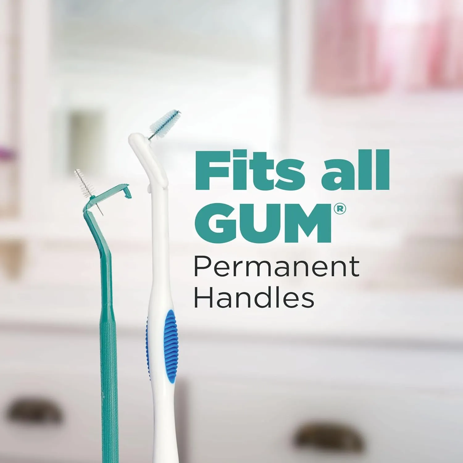 GUM Proxabrush Go-Betweens Refills - Moderate - Compatible with GUM Permanent Handle - Reusable Interdental Brushes - Soft Bristled Dental Picks, 8 Count (Pack of 6)
