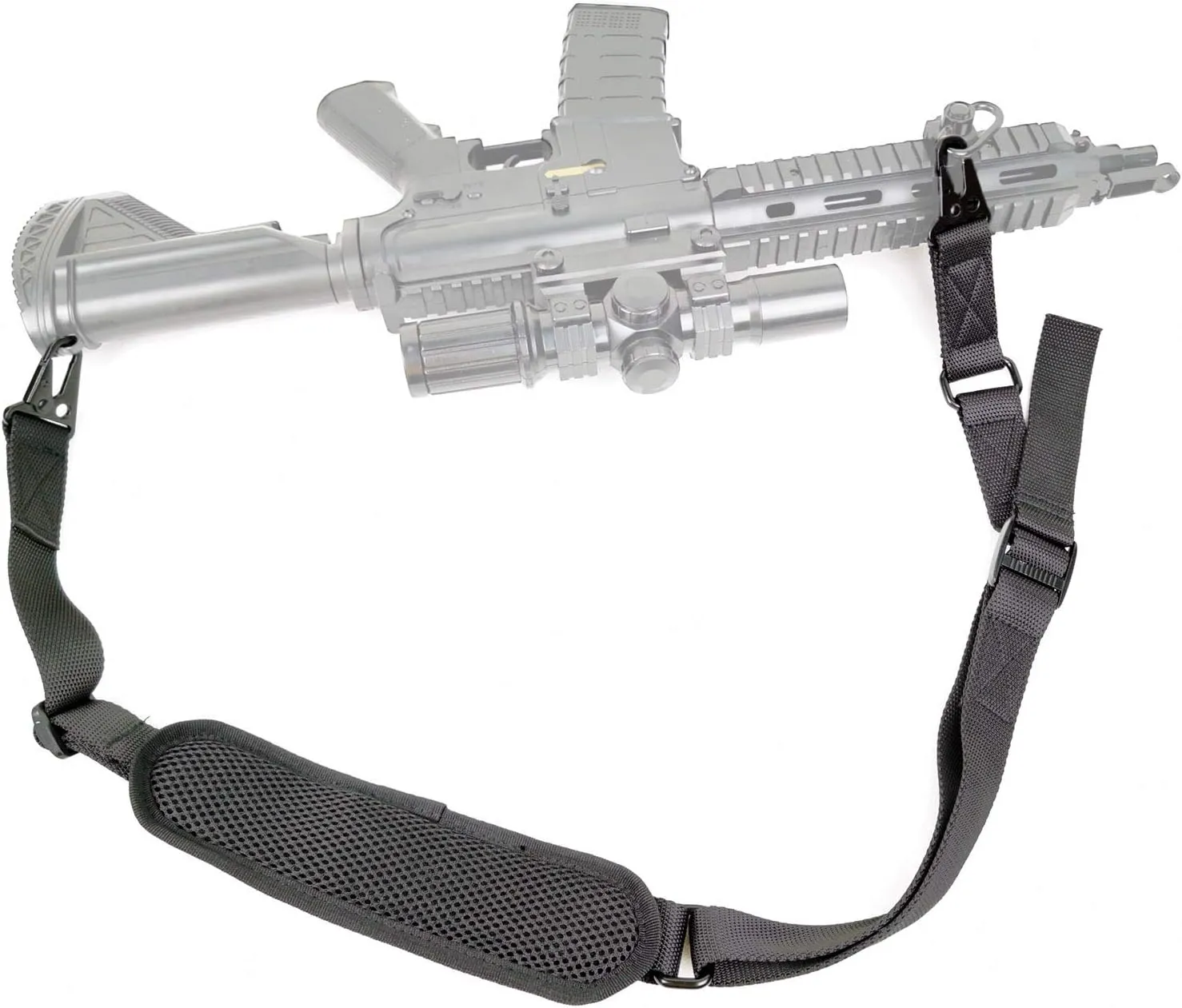 Gun Strap 2 Point Rifle Sling Quick Adjust with Shoulder Pad for Outdoor Hunting Shooting (HK Hook)