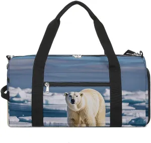 Gym Bag for Men Women Travel Duffle Bag Lightweight Weekender Duffel Bag Bear Standing on An Ice Floe Carry on Bag