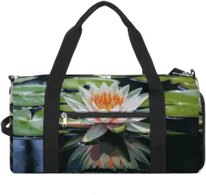 Gym Bag for Men Women Travel Duffle Bag Lightweight Weekender Duffel Bag Water Lily Carry on Bag