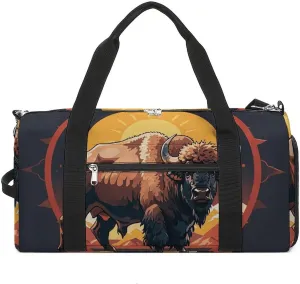 Gym Bag for Men Women Travel Duffle Bag Lightweight Weekender Duffel Bag Wild American Bison Mountains Carry on Bag