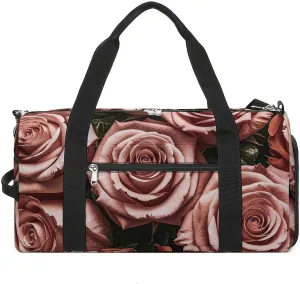 Gym Bag for Men Women Travel Duffle Bag Rose Wallpaper Carry On Weekender Bag with Shoe Compartment