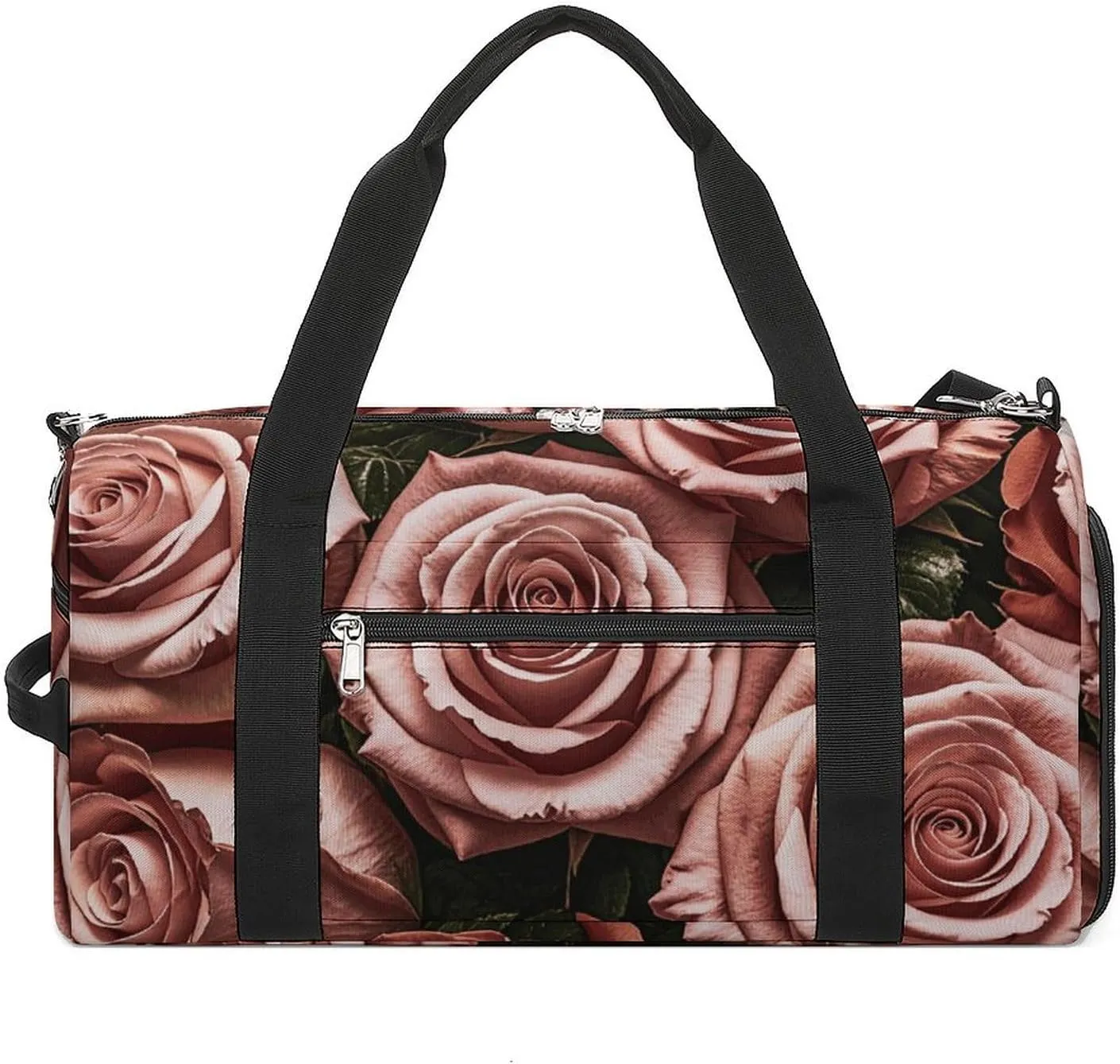Gym Bag for Men Women Travel Duffle Bag Rose Wallpaper Carry On Weekender Bag with Shoe Compartment