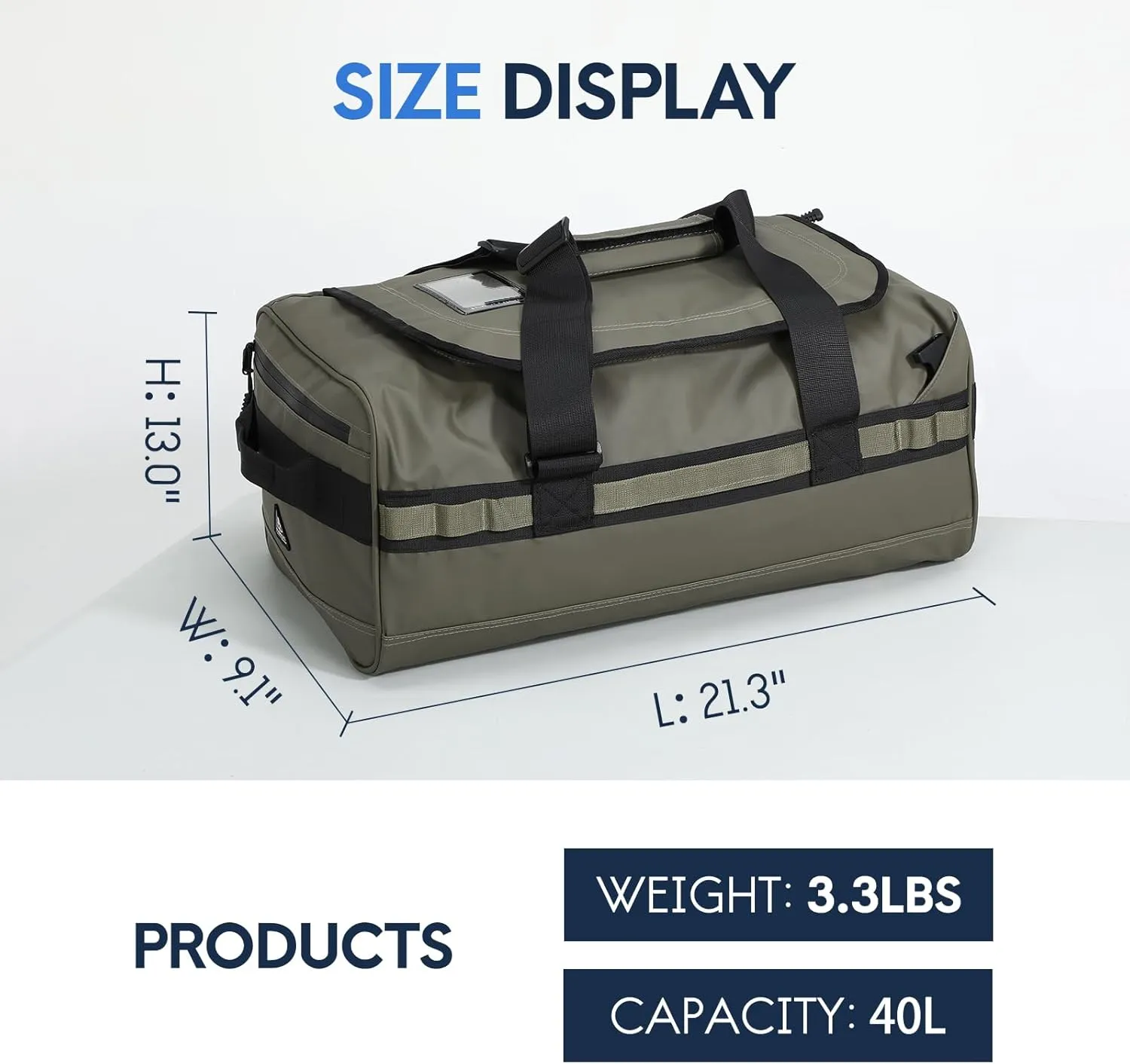 Haimont 40L Duffle Backpack, Gym Duffel Bag with Backpack Straps for Men Women, Carry on Bags for Travel, Airplane, Water Resistant, 40L, Army Green