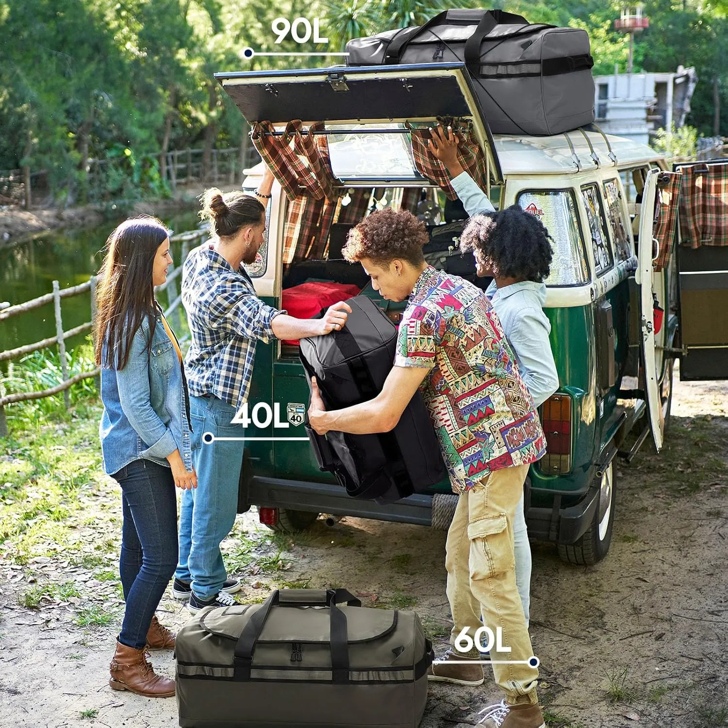Haimont 40L Duffle Backpack, Gym Duffel Bag with Backpack Straps for Men Women, Carry on Bags for Travel, Airplane, Water Resistant, 40L, Army Green