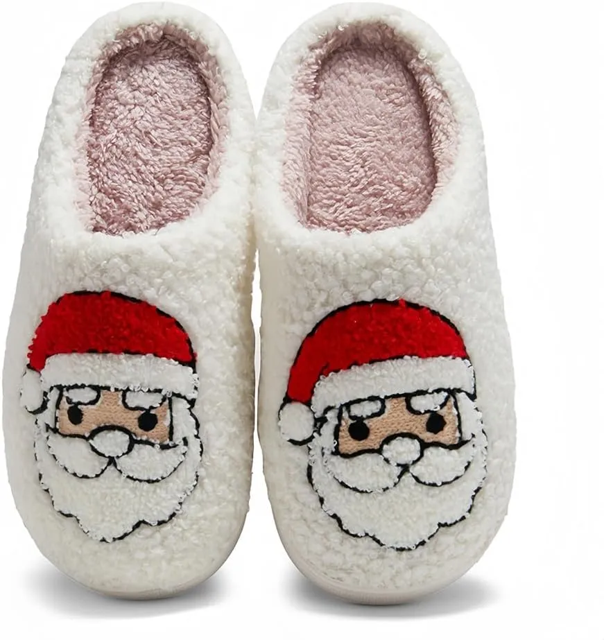 Halloween Slippers for Women Retro Soft Cozy Comfy Plush Lightweight Ghost Face Slip-on Indoor Outdoor Scream Slip on Anti-Skid Sole Christmas House Shoes