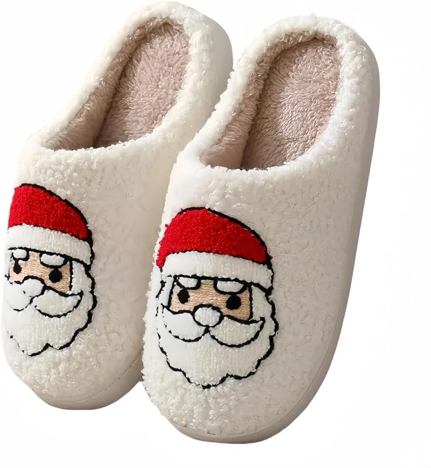 Halloween Slippers for Women Retro Soft Cozy Comfy Plush Lightweight Ghost Face Slip-on Indoor Outdoor Scream Slip on Anti-Skid Sole Christmas House Shoes
