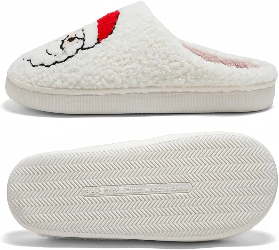 Halloween Slippers for Women Retro Soft Cozy Comfy Plush Lightweight Ghost Face Slip-on Indoor Outdoor Scream Slip on Anti-Skid Sole Christmas House Shoes