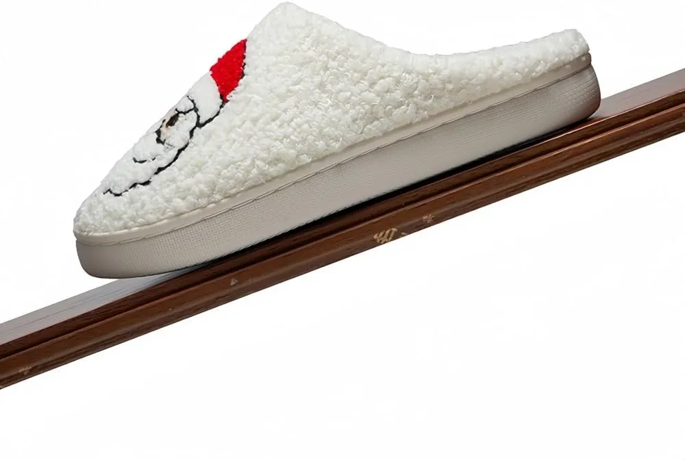 Halloween Slippers for Women Retro Soft Cozy Comfy Plush Lightweight Ghost Face Slip-on Indoor Outdoor Scream Slip on Anti-Skid Sole Christmas House Shoes