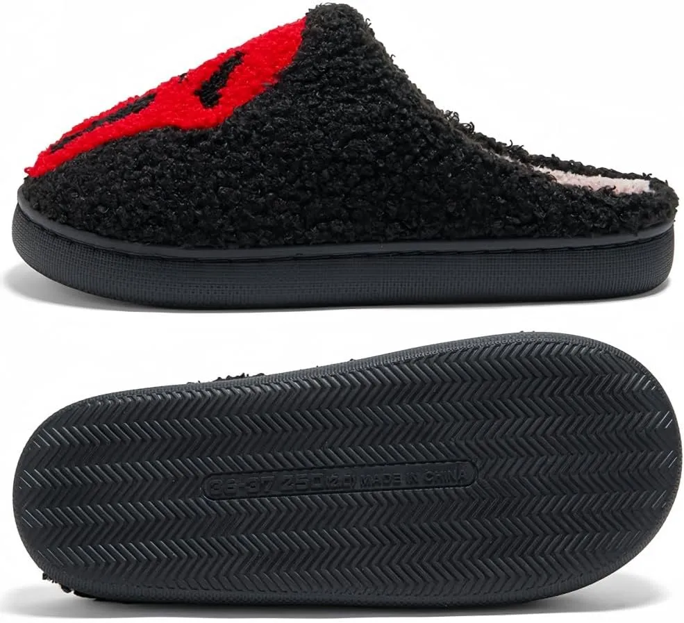 Halloween Slippers for Women Retro Soft Cozy Comfy Plush Lightweight Ghost Face Slip-on Indoor Outdoor Scream Slip on Anti-Skid Sole Christmas House Shoes
