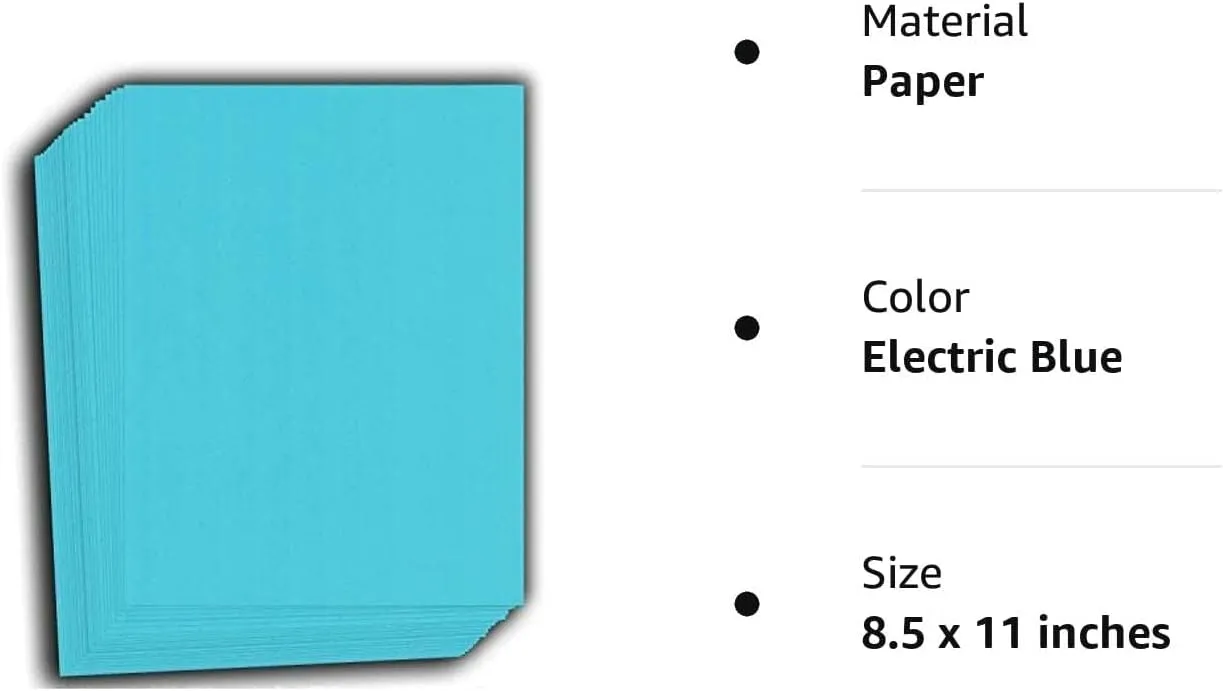 Hamilco Colored Cardstock Scrapbook Paper 8.5" x 11" Electric Blue Color Card Stock Paper 50 Pack