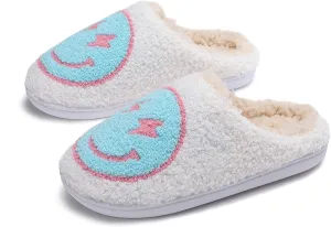 Happy Face Slippers for Women Soft Plush Lightweight Slip-On Slippers House Slippers for Indoor