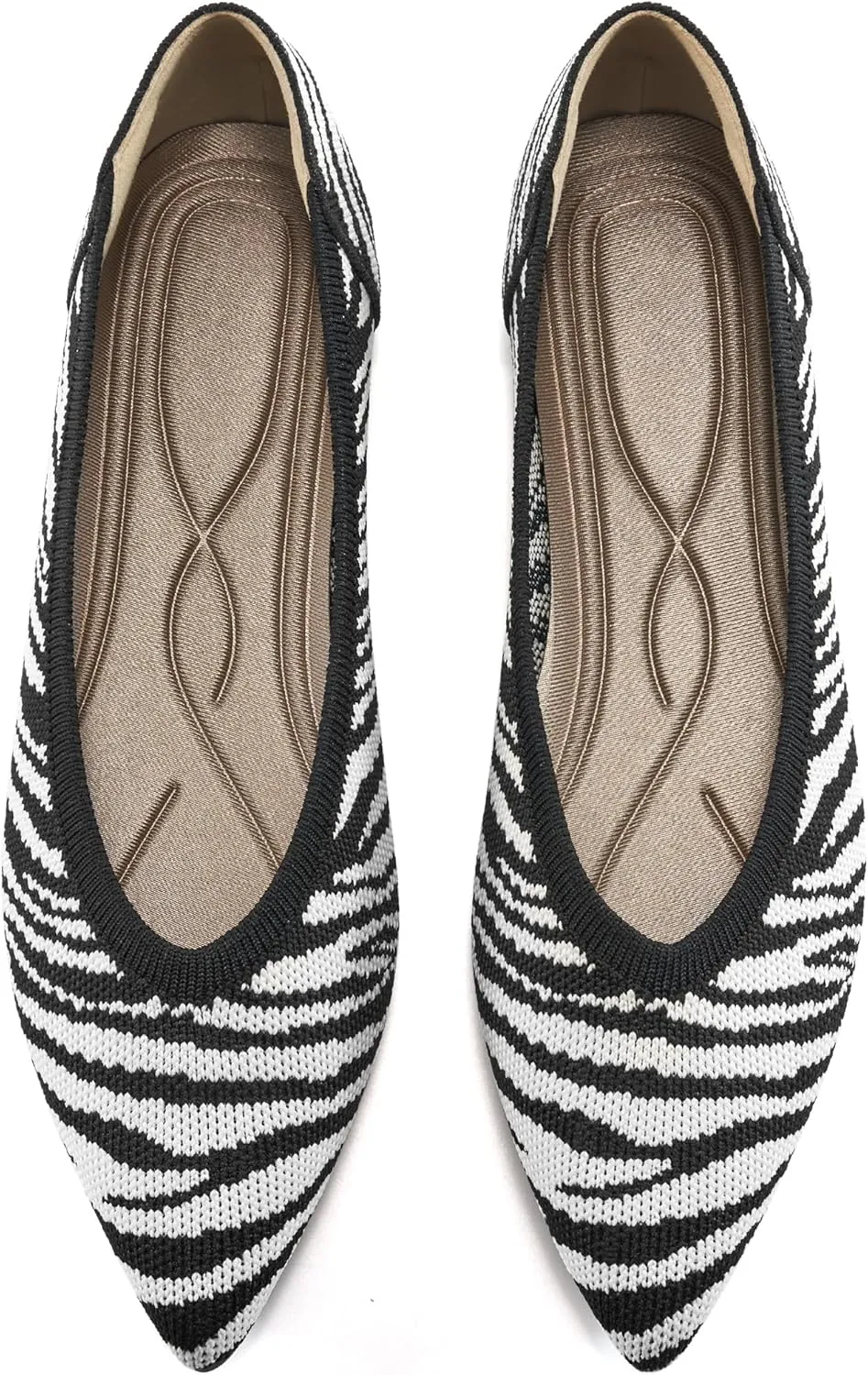 HARENCE Women's Flats Ballet Shoes: Comfortable Pointed Toe Soft Knit Flat Casual Slip On Work Dress Shoes for Walking Wedding Dating