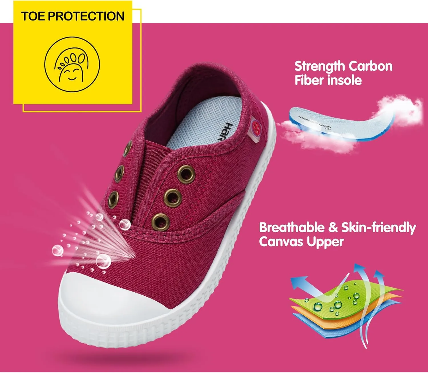 Harvest Land Kid Slip On Sneakers Toddler Comfortable Canvas Shoes for Boys Girls Light Tennis Shoes Children Fashion Shoes