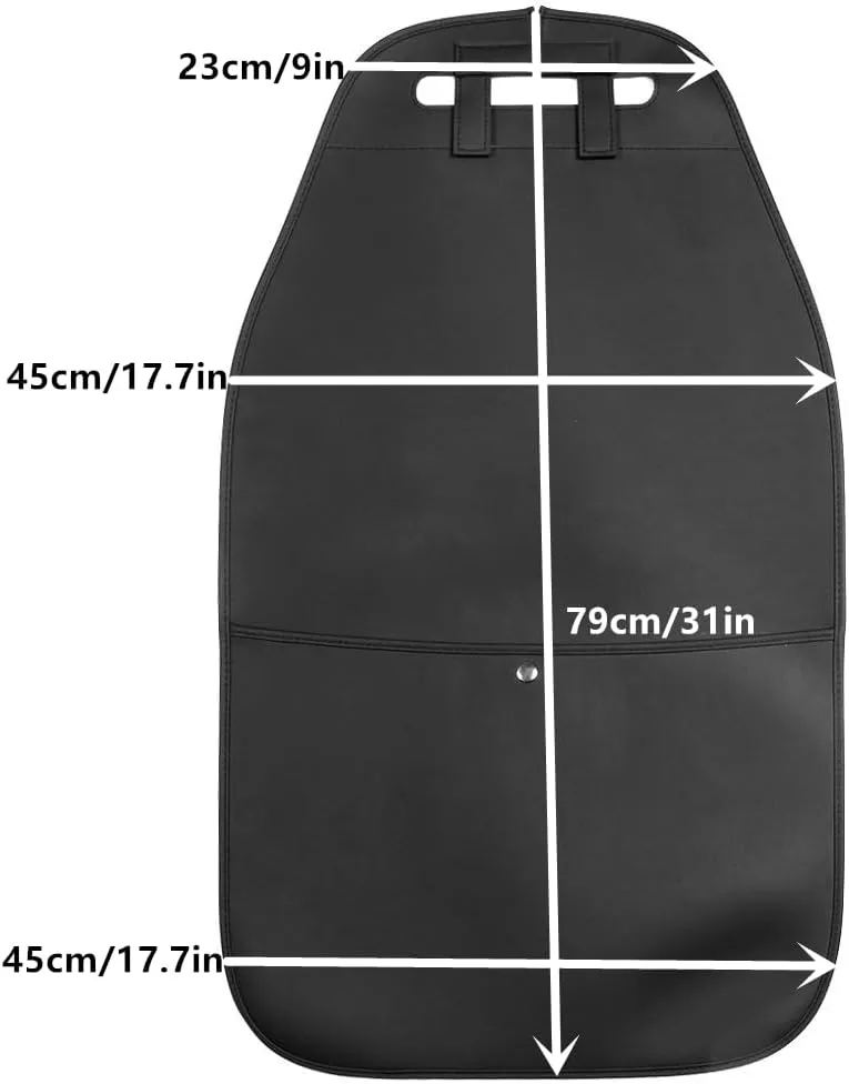 HCMAX 2 Pack Kick Mat Car Seat Back Protector Waterproof Easy to Clean Multifunctional Organizer Storage Bag Travel Accessory PU Leather Black