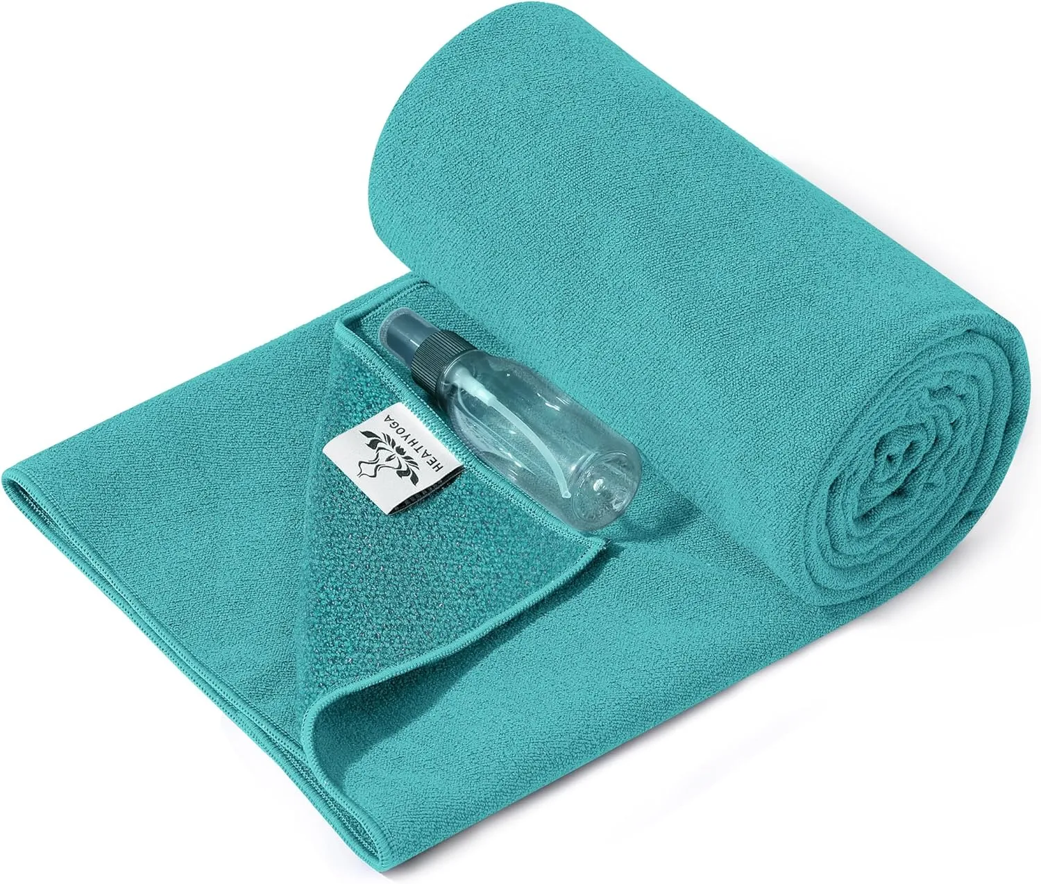 Heathyoga Hot Yoga Towel, Non Slip Yoga Mat Towel with Silicone Grip & Spray Bottle, 72"X26" Yoga Towel, Soft Microfiber Yoga Mat Towel for Hot Yoga, Bikram, Pilates and Fitness