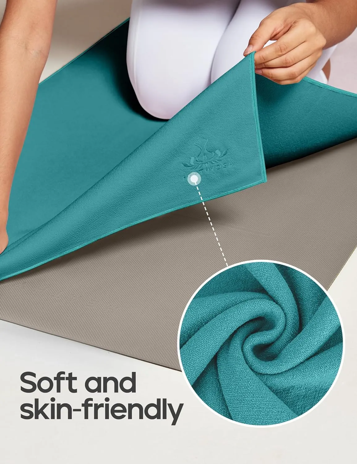 Heathyoga Hot Yoga Towel, Non Slip Yoga Mat Towel with Silicone Grip & Spray Bottle, 72"X26" Yoga Towel, Soft Microfiber Yoga Mat Towel for Hot Yoga, Bikram, Pilates and Fitness